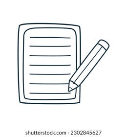 Paper and pencil sign. Vector doodle hand drawn icon illustration