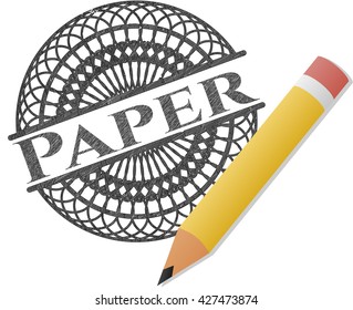 Paper pencil strokes emblem