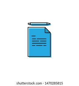 Paper and pencil vector icon symbol isolated on white background