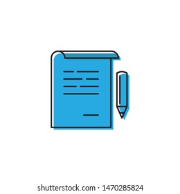 Paper and pencil vector icon symbol isolated on white background