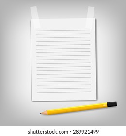 paper with a pencil, vector illustration
