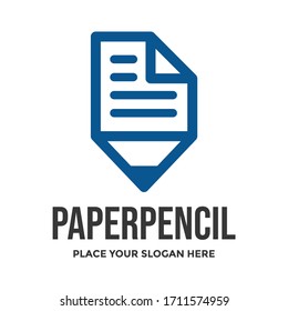 Paper pencil vector logo template. This design use sheet symbol. Suitable for education or office.