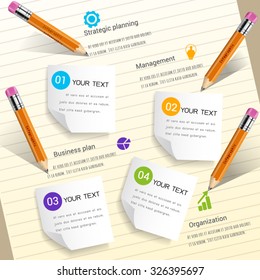 Paper with pencil writing message for business infographic.