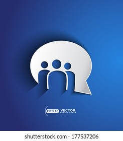 Paper people bubble speaker with shadow effect. Conference, conversation, team, social ,forum concept