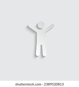 paper people hands up vector icon man with raised arms hands 