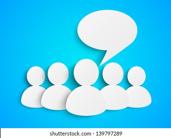 Paper people with speech bubble