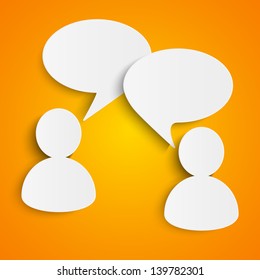 Paper people with speech bubbles