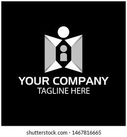 Paper person logo, flat design. protect people. vector
