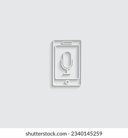 paper phone with microphone icon  Podcast vector icon microphone sign