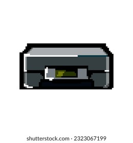 paper photo printer game pixel art retro vector. bit computer scanner, office machine paper photo printer. old vintage illustration
