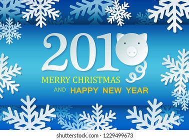 Paper Pig With Count Simbol of New Year. Unusual Card For Your Design Vector