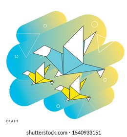 Paper pigeons flaying flat design