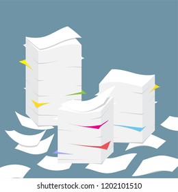 Paper pile flat illustration. Paperwork.