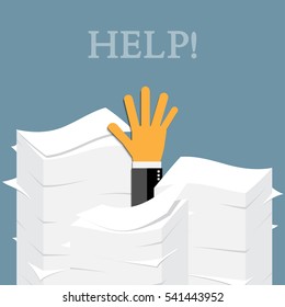 Paper pile flat illustration. Paperwork. Office routine