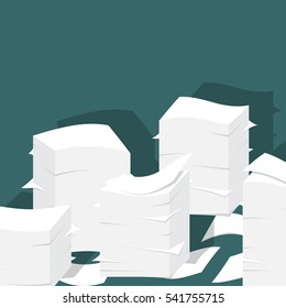 Paper pile flat illustration. Paperwork. Office routine