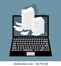 Paper pile flat illustration. Paperwork. Office routine