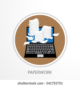 Paper pile flat illustration. Paperwork. Office routine