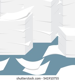 Paper pile flat illustration. Paperwork. Office routine
