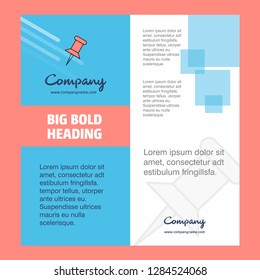 Paper pin Company Brochure Title Page Design. Company profile, annual report, presentations, leaflet Vector Background
