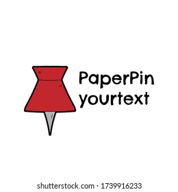 diseño de logotipo dibujado a mano de pin de papel