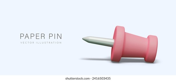 Paper pin in horizontal position. Classic stationery for clerks, schoolchildren, students