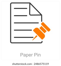 Concepto de icono de pin y pin de papel