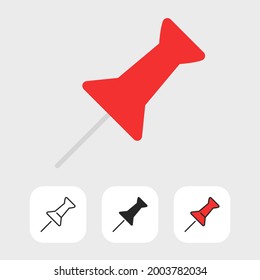 paper pin icon is designed in flat style including solid and line style and color filled line style