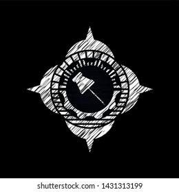 paper pin icon drawn on blackboard