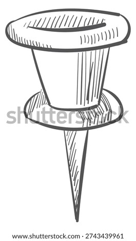 Paper pin icon. Hand drawn thumb tack 