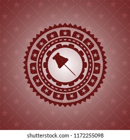 paper pin icon inside badge with red background
