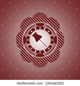paper pin icon inside badge with red background