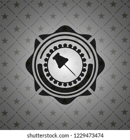 paper pin icon inside black emblem. Vintage.