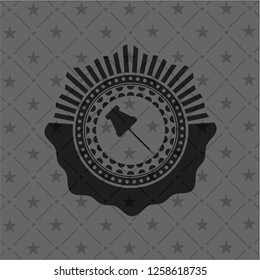 paper pin icon inside black emblem. Vintage.