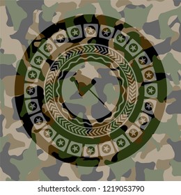 paper pin icon inside camo texture