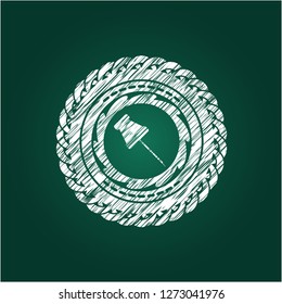 paper pin icon inside chalk emblem