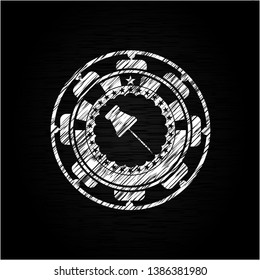 paper pin icon inside chalk emblem