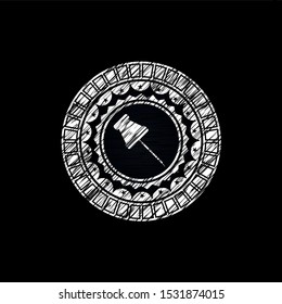 paper pin icon inside chalkboard emblem