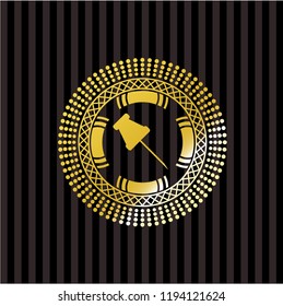 paper pin icon inside gold shiny emblem