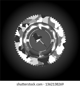paper pin icon inside grey camo texture