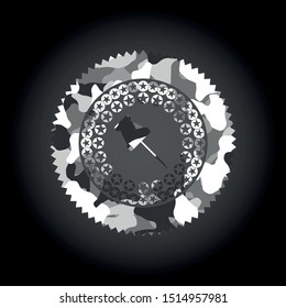 paper pin icon inside grey camouflage emblem