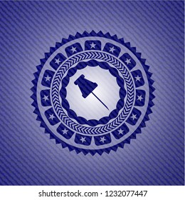 paper pin icon inside jean background