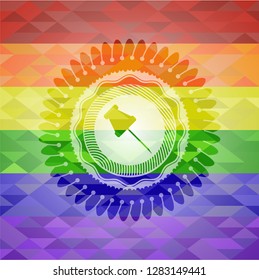 paper pin icon inside lgbt colors emblem 