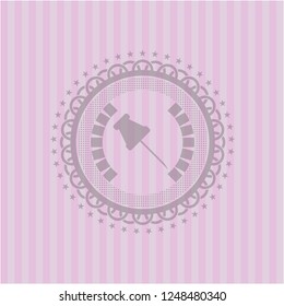 paper pin icon inside pink icon or emblem