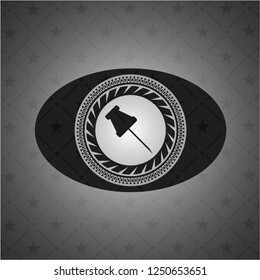 paper pin icon inside realistic dark emblem