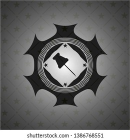 paper pin icon inside realistic dark emblem