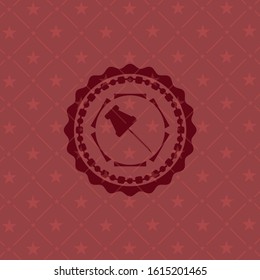 paper pin icon inside red icon or emblem