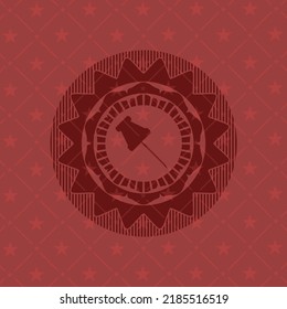 paper pin icon inside red icon or emblem. 