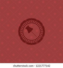 paper pin icon inside retro style red emblem