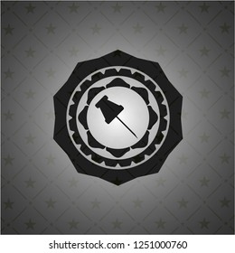 paper pin icon inside retro style black emblem