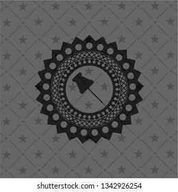 paper pin icon inside retro style black emblem